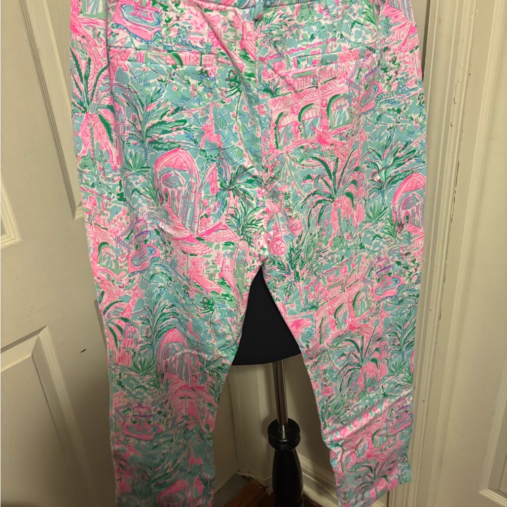 Lilly Pulitzer Pink and Green Kelly Skinny Pants - Picture 2 of 3